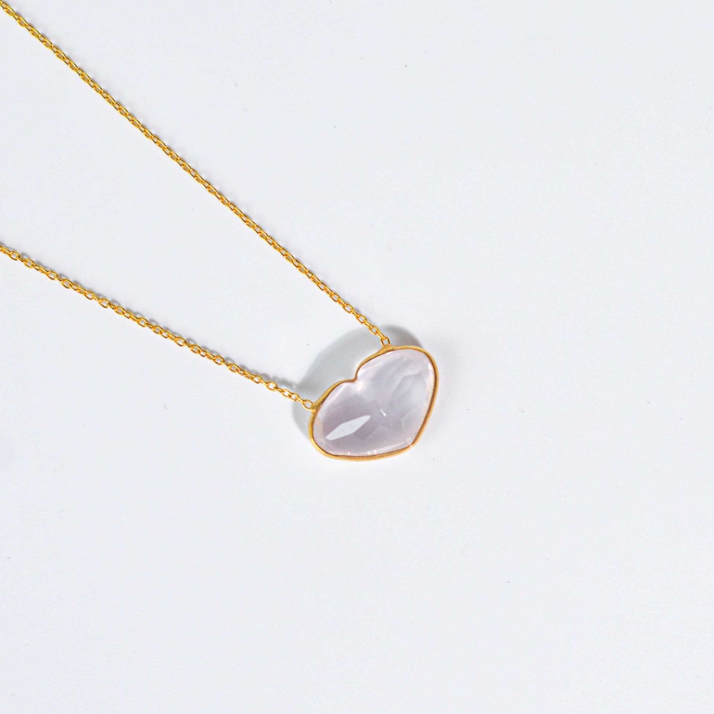 10 x 15 mm Heart cut Rose Quartz Necklace