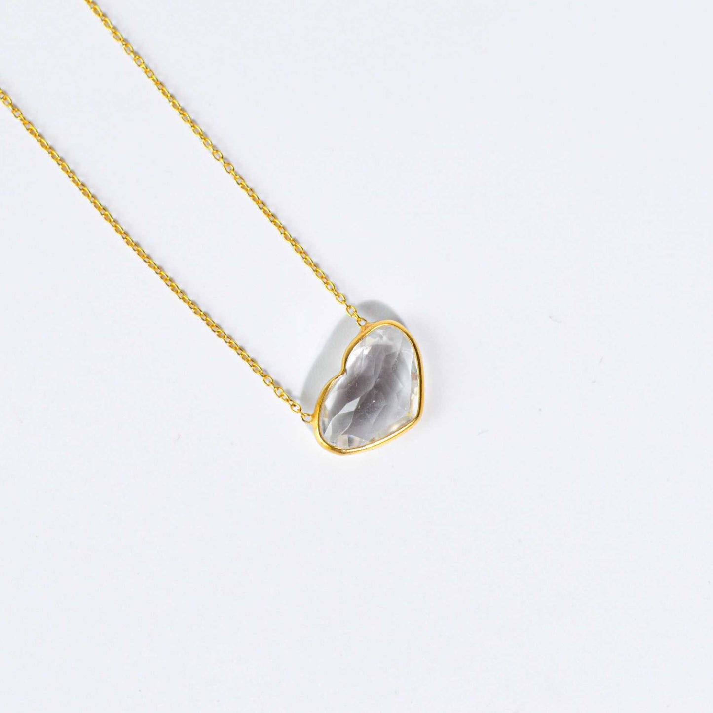 10 x 15 mm Heart cut White Topaz Necklace