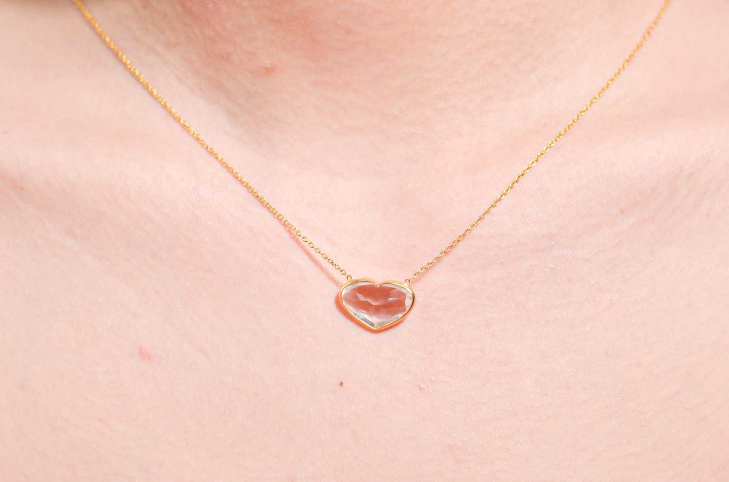 10 x 15 mm Heart cut White Topaz Necklace