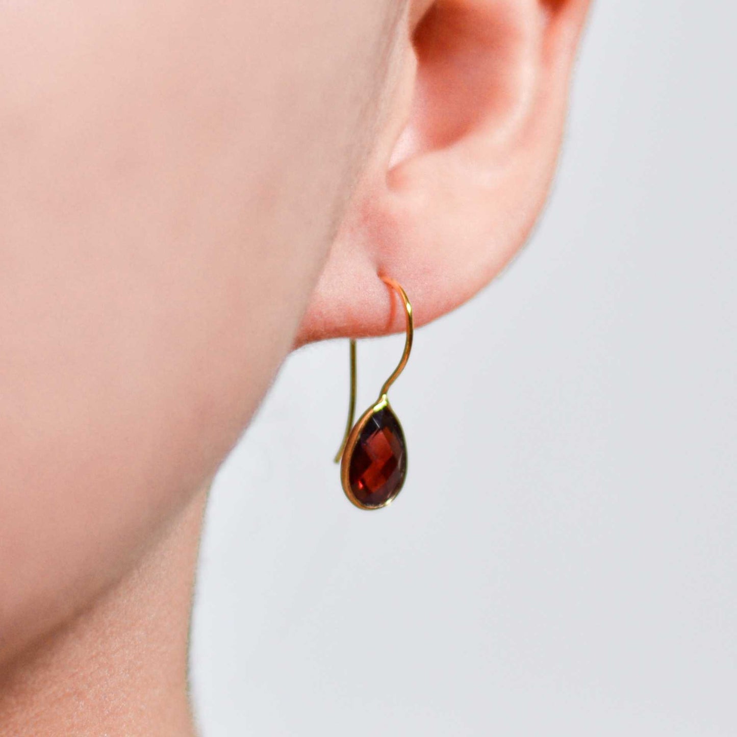 10 x 7 mm Pear cut Red Garnet Hook Earrings