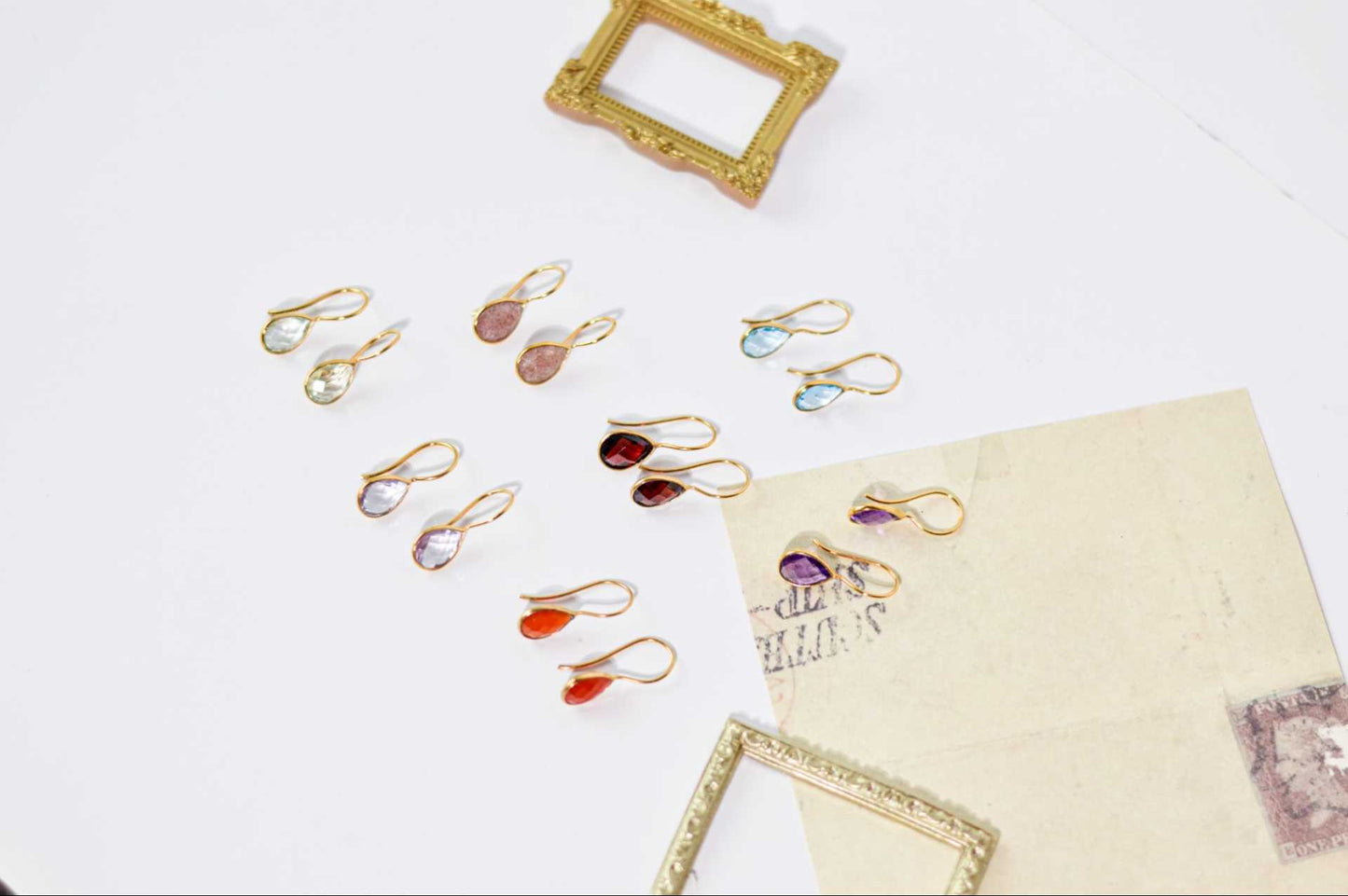 10 x 7 mm Pear cut Red Garnet Hook Earrings