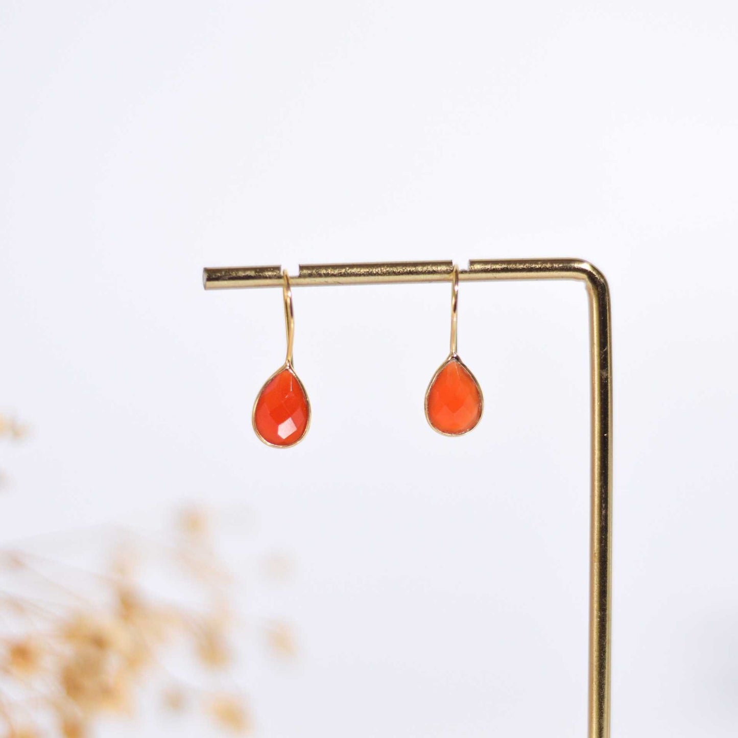 10 x 7 mm Pear cut Red Onyx Hook Earrings