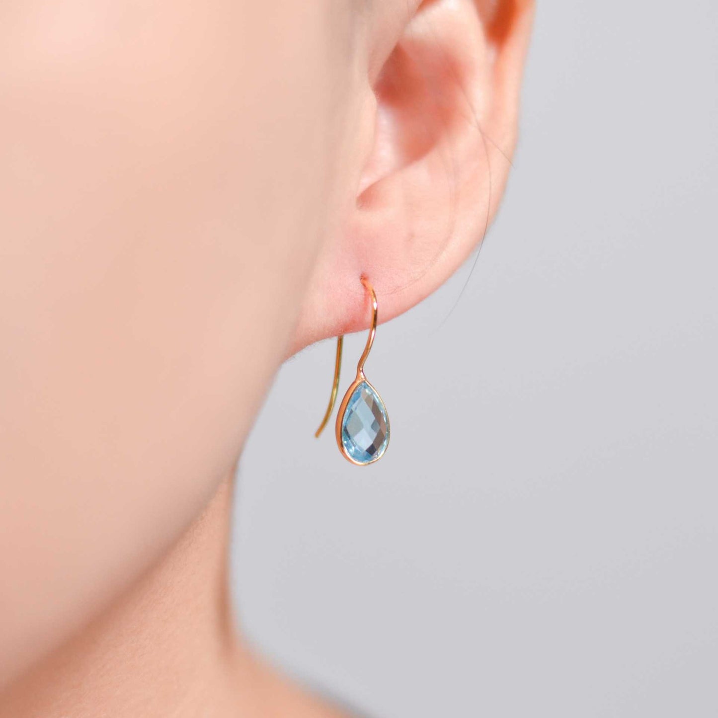 10 x 7 mm Pear cut Swiss Blue Topaz Hook Earrings