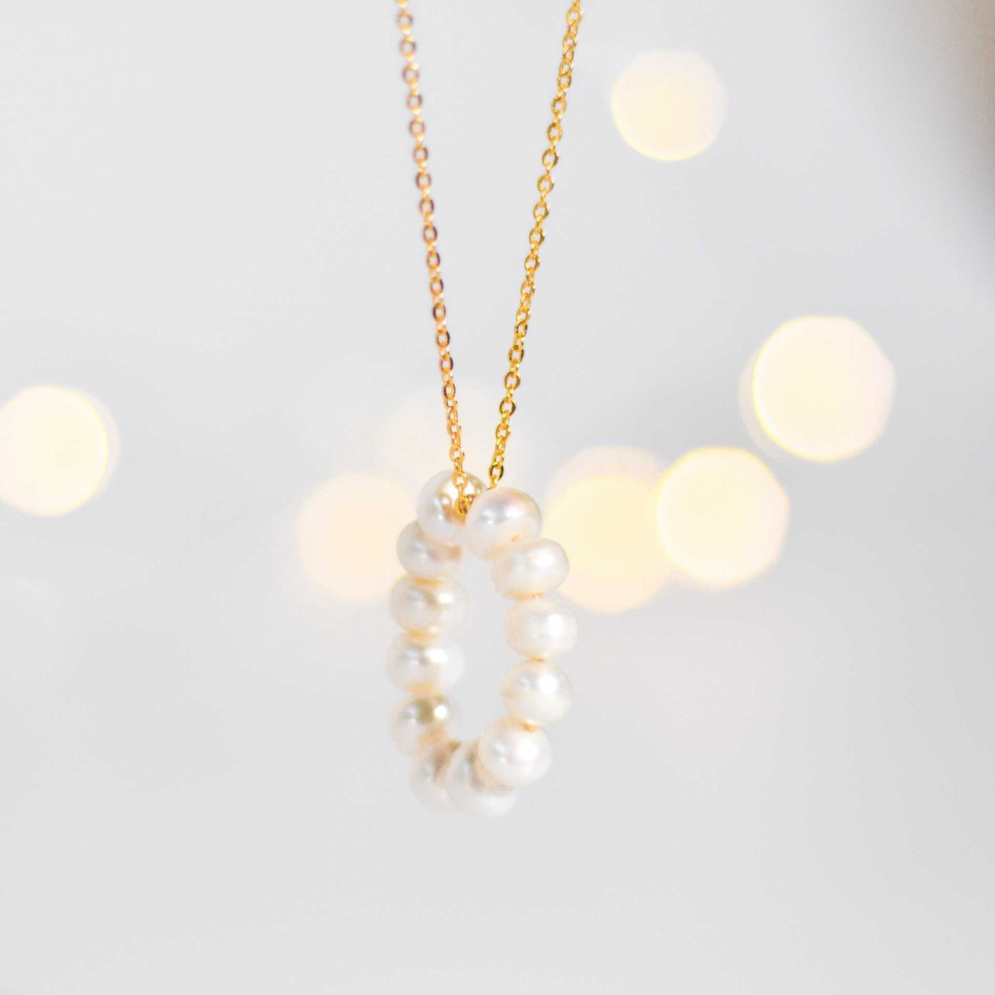 12-pc. White Semi-Round Pearl Yellow Gold Plated Necklace