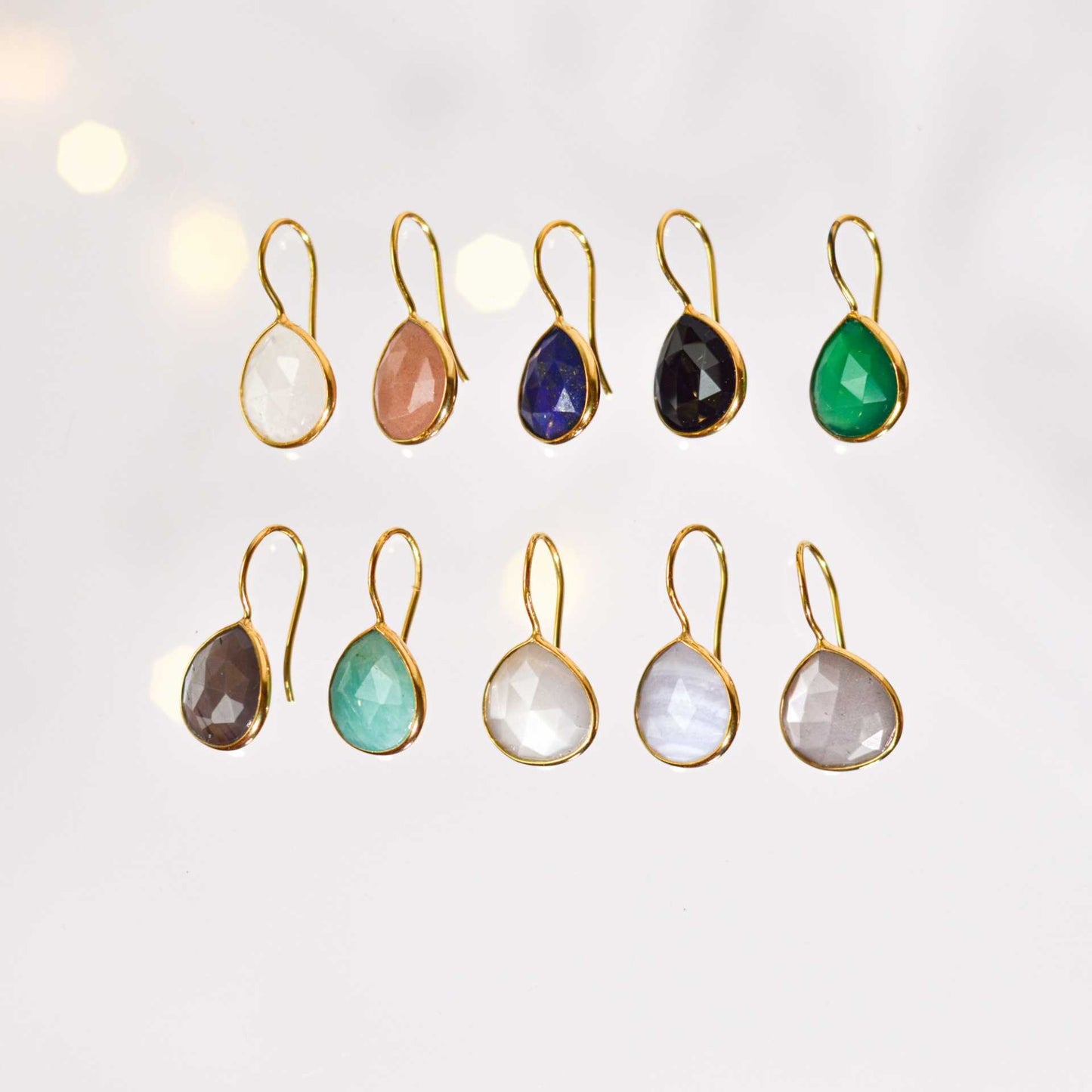 12 mm Pear cut Blue Lace Agate Hook Earrings