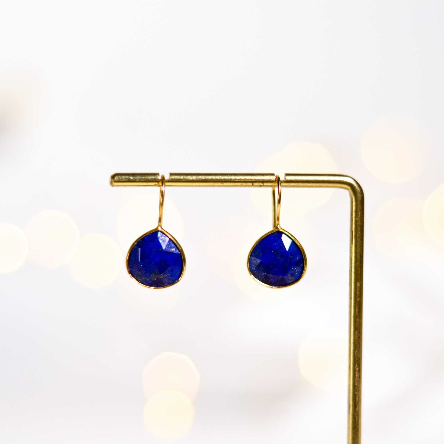 12 mm Pear cut Blue Lapiz Azul Hook Earrings