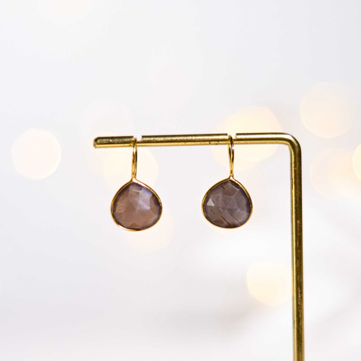 12 mm Pear cut Chocolate Moonstone Hook Earrings