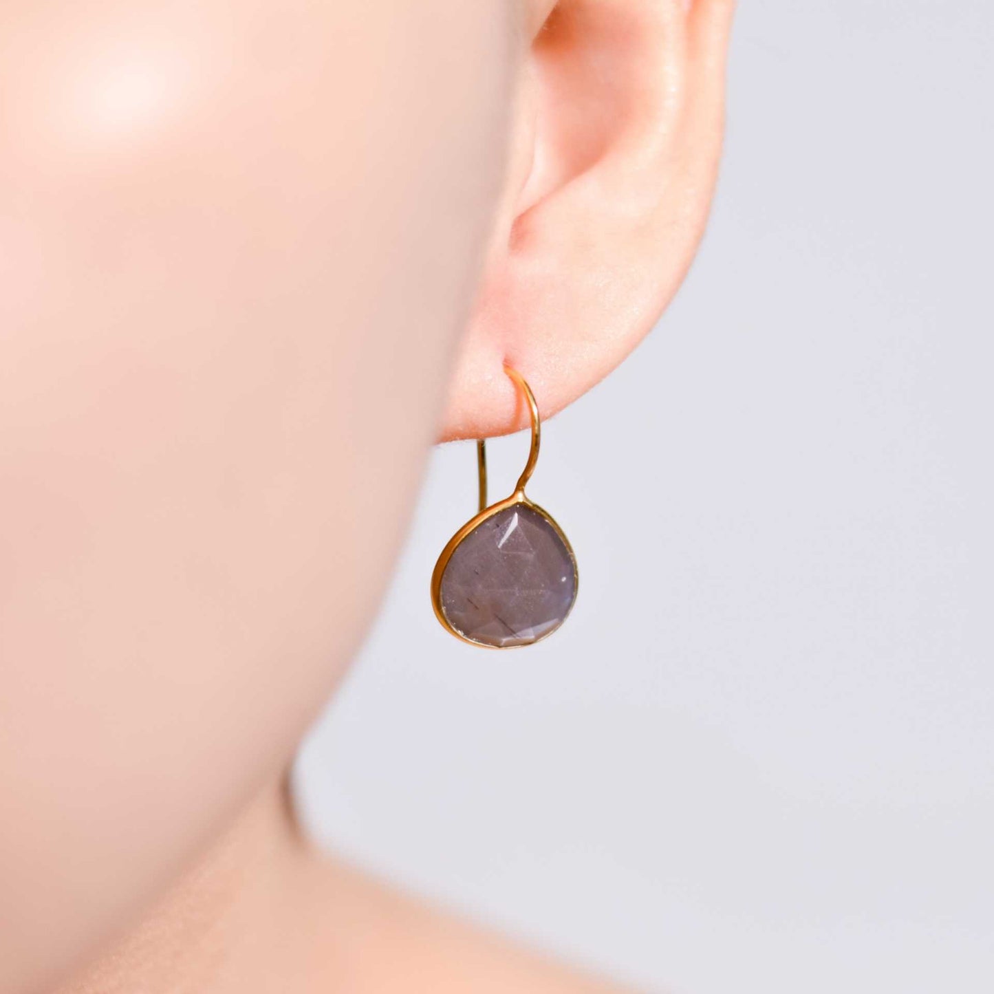 12 mm Pear cut Chocolate Moonstone Hook Earrings