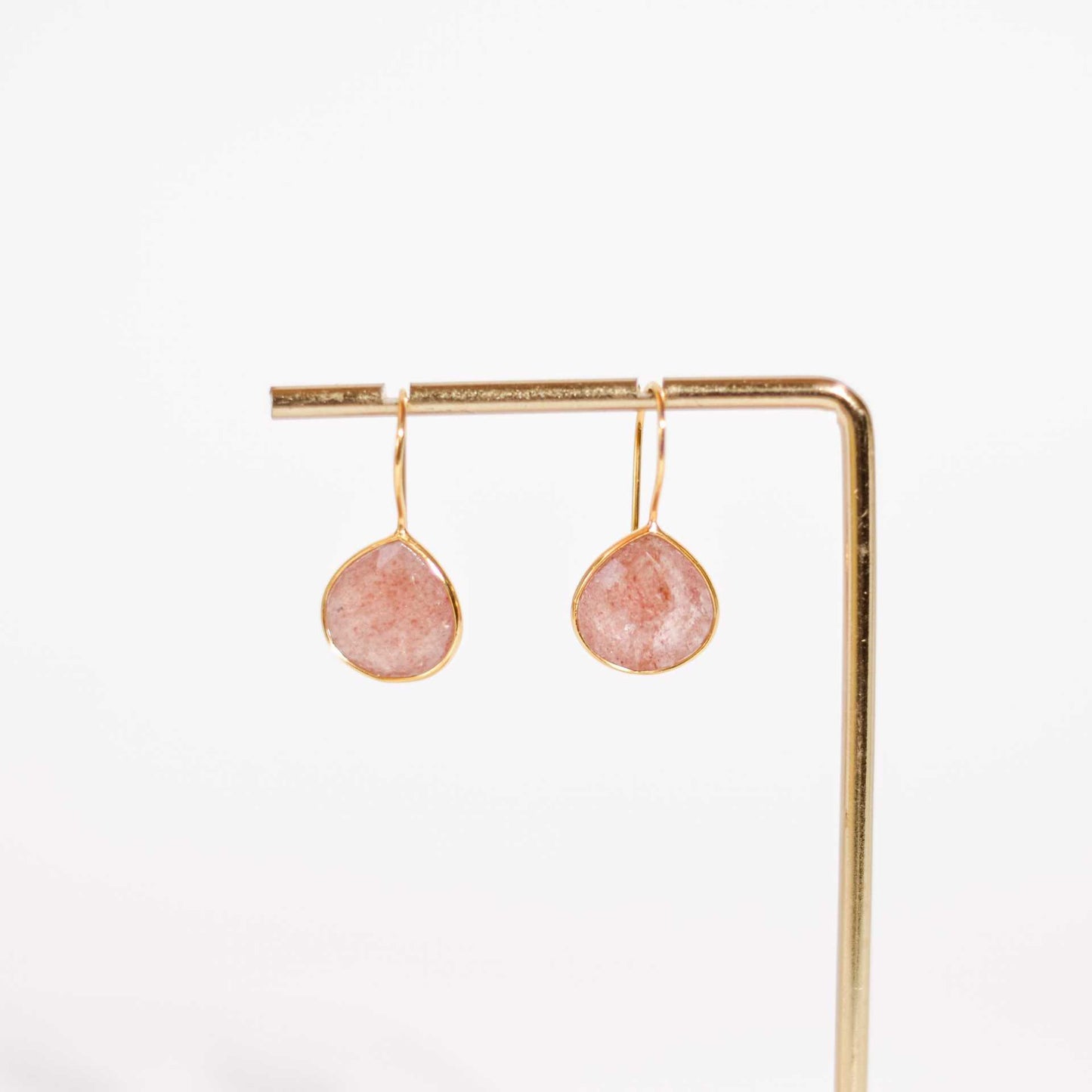 12 mm Pear cut Pink Strawberry Hook Earrings