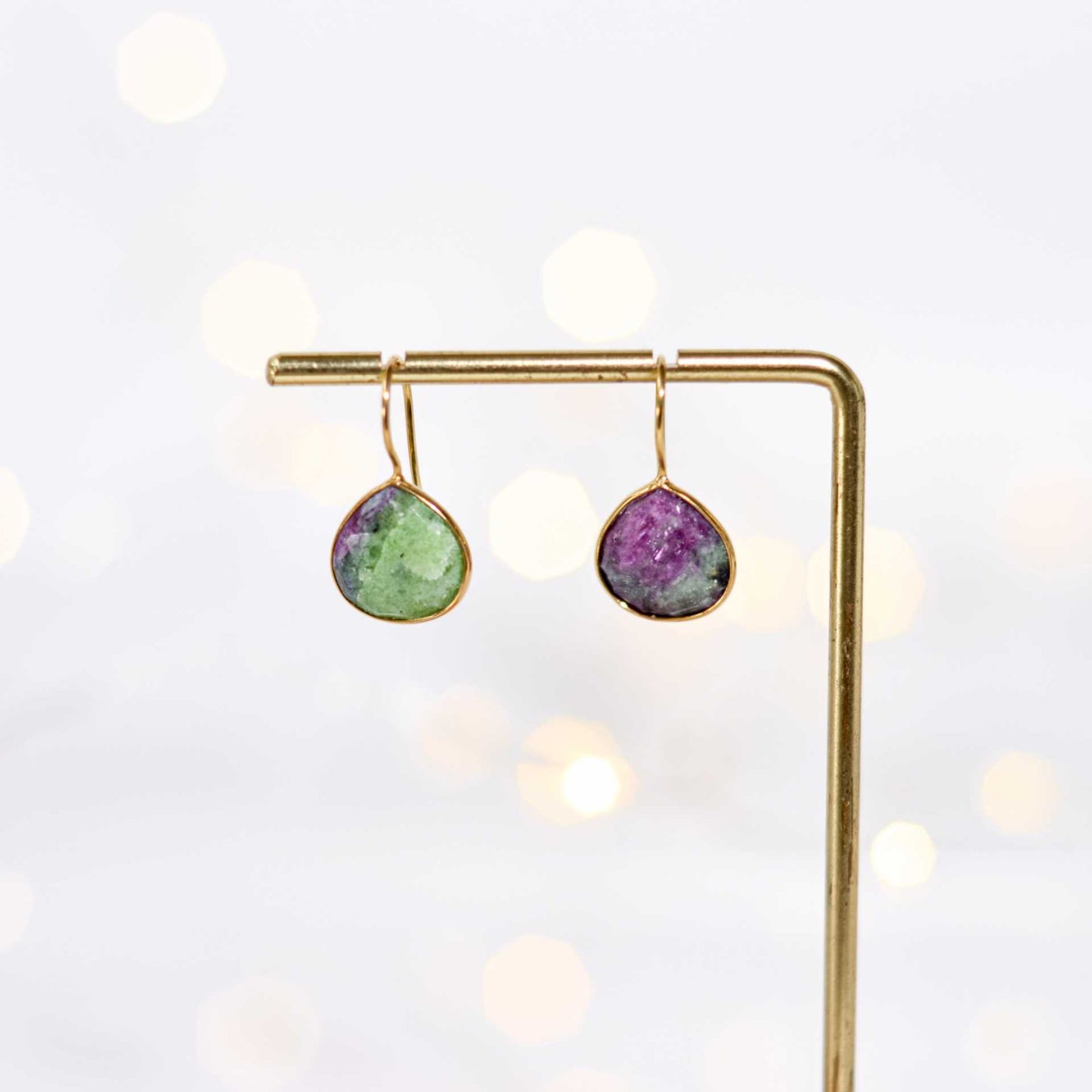 12 mm Pear cut Ruby Zosite Hook Earrings
