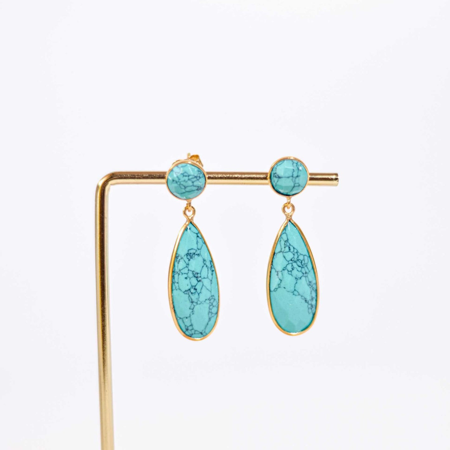 25 x 9 mm Pear cut Turquoise Drop Earrings