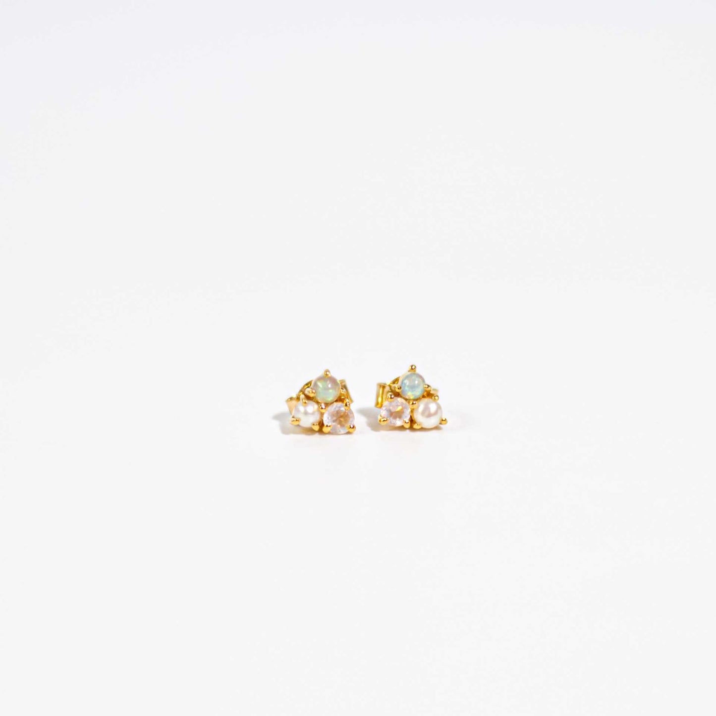 3 mm Pearl, Opal, Moonstone Cluster Earrings