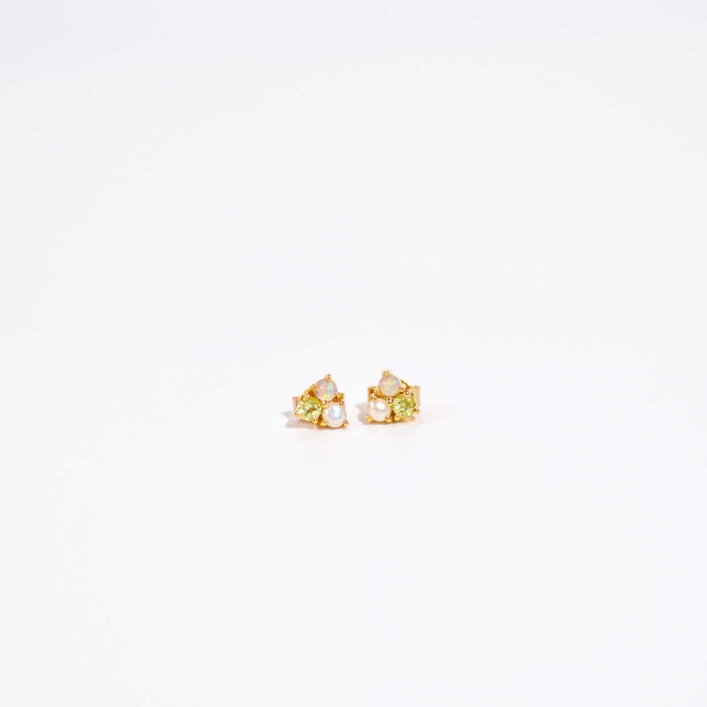 3 mm Pearl, Opal, Peridot Cluster Earrings
