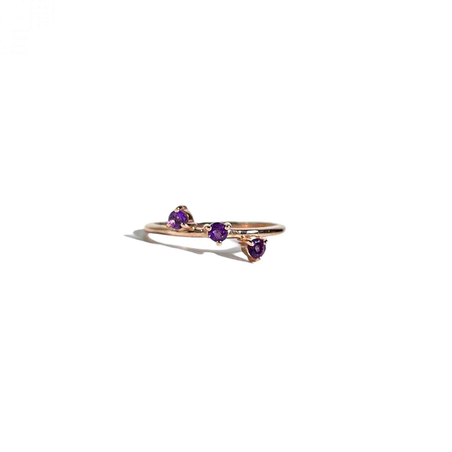 3 mm Round cut Purple Amethyst Cluster Stack Ring