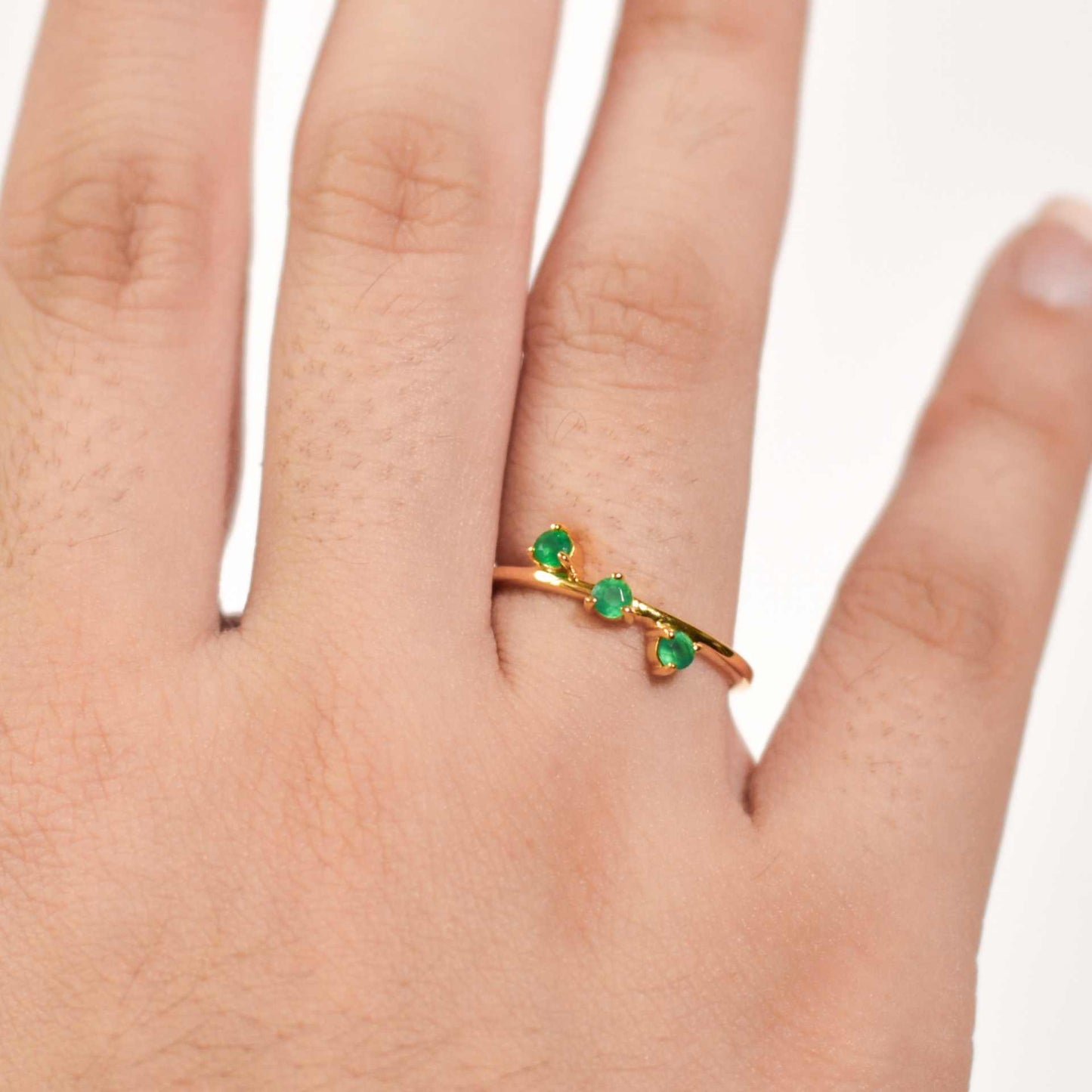 3 mm Round cut Green Onyx Cluster Stack Ring