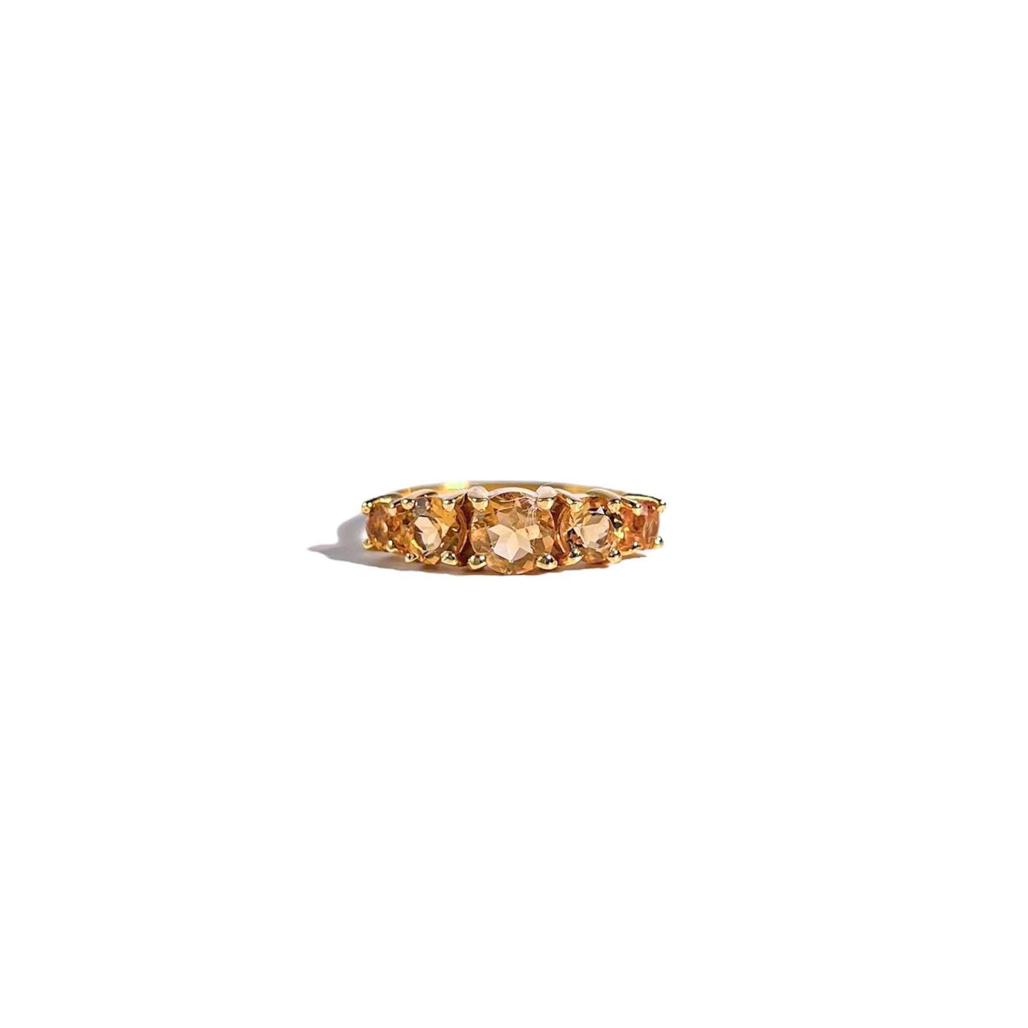 5-stone Round cut Citrine Half Eternity Ring