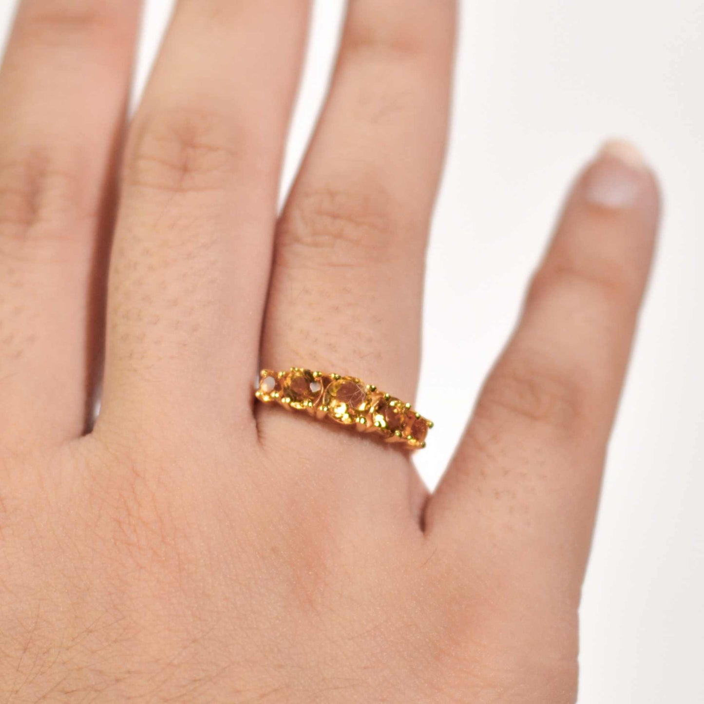5-stone Round cut Citrine Half Eternity Ring