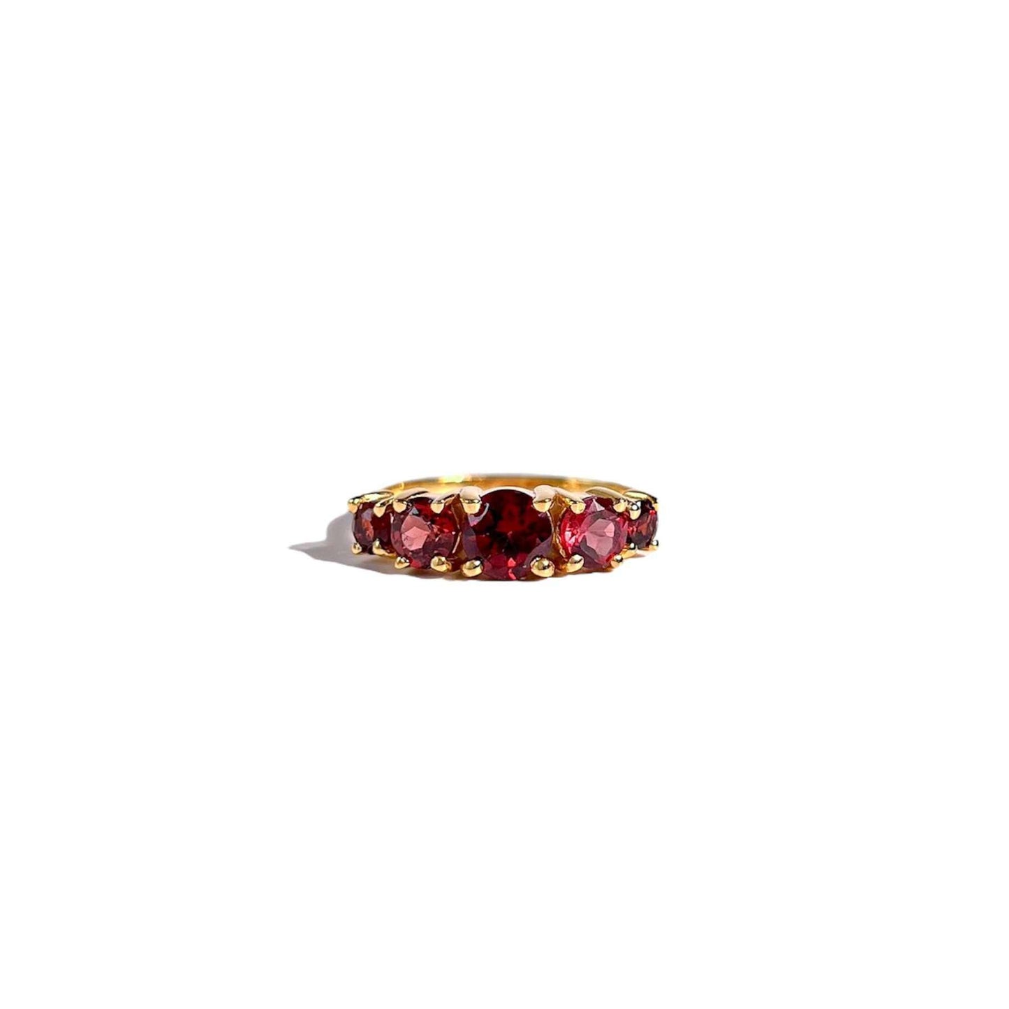 5-stone Round cut Red Garnet Half Eternity Ring