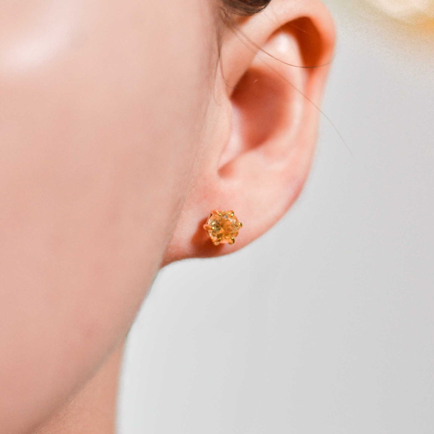 5 mm Round cut Citrine Earrings