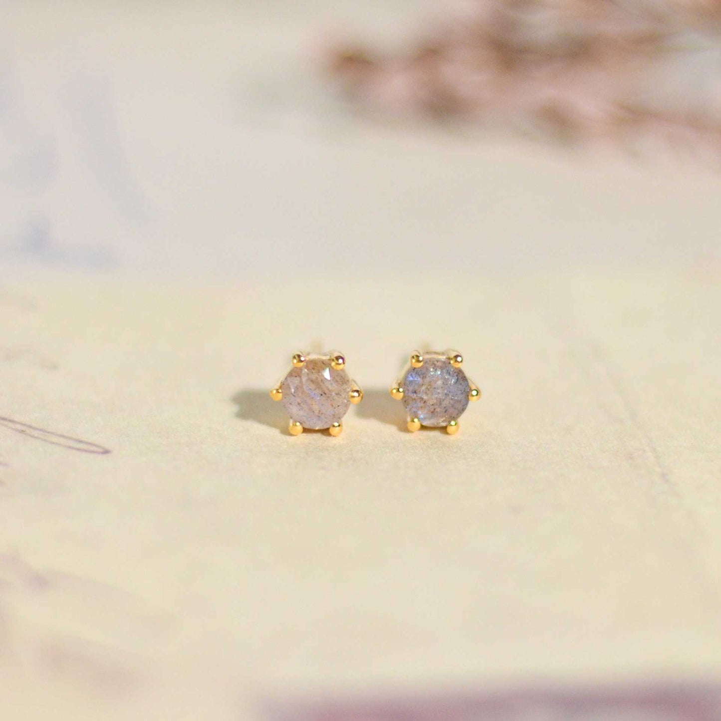5 mm Round cut Labradorite Earrings