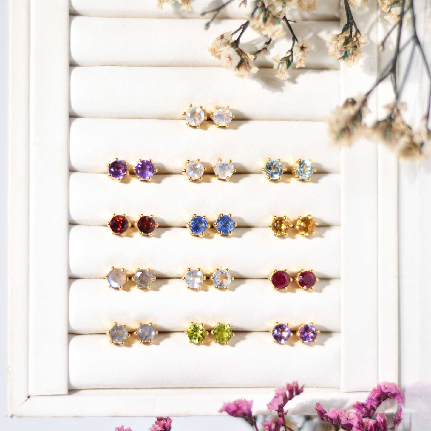 5 mm Round cut Purple Amethyst Earrings