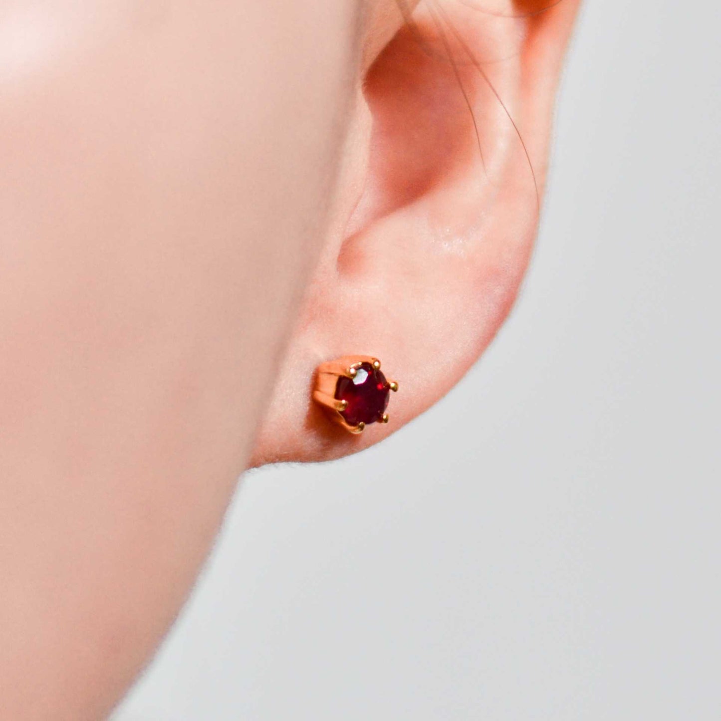 5 mm Round cut Red Garnet Earrings