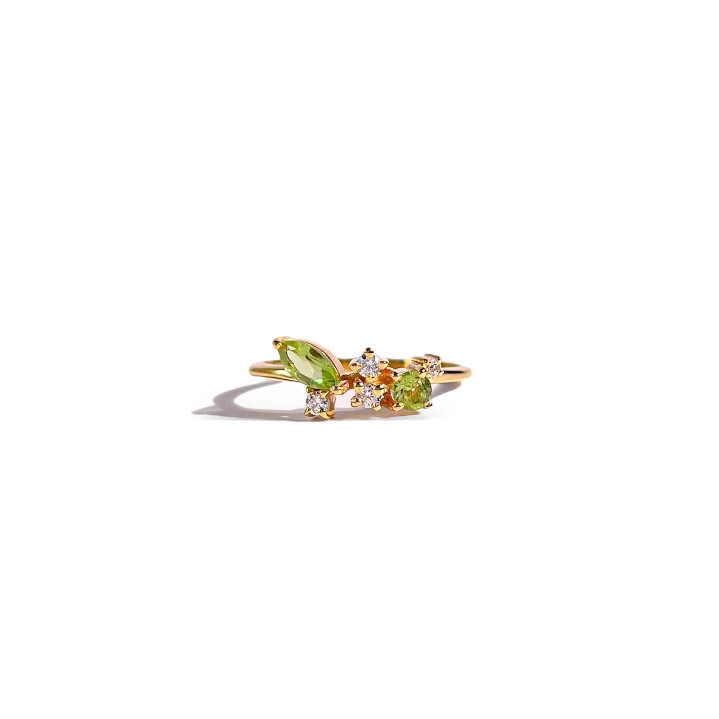 5 x 2.5 mm Marquise cut Peridot with Cz Glitter Ring