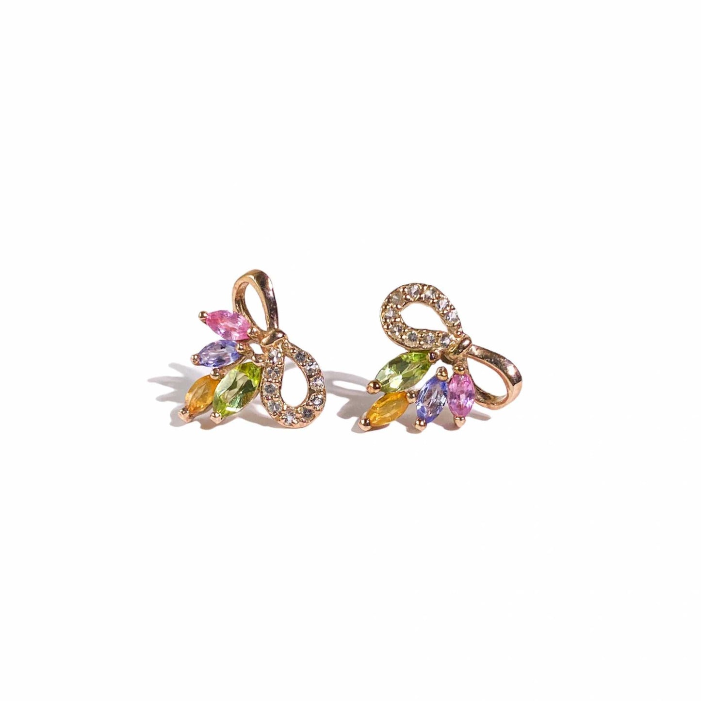 5 x 2 mm Marquise Infinity Cluster Earrings (Yellow Thai Sapphire, Pink Sapphire, Peridot and Tanzanite)