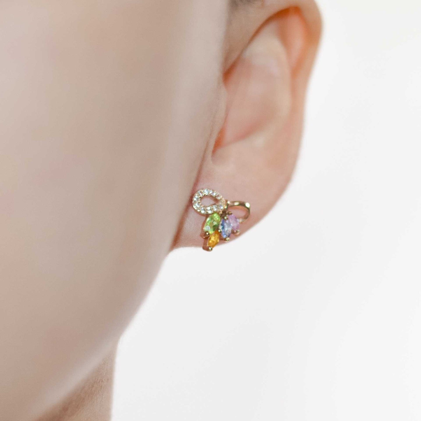 5 x 2 mm Marquise Infinity Cluster Earrings (Yellow Thai Sapphire, Pink Sapphire, Peridot and Tanzanite)