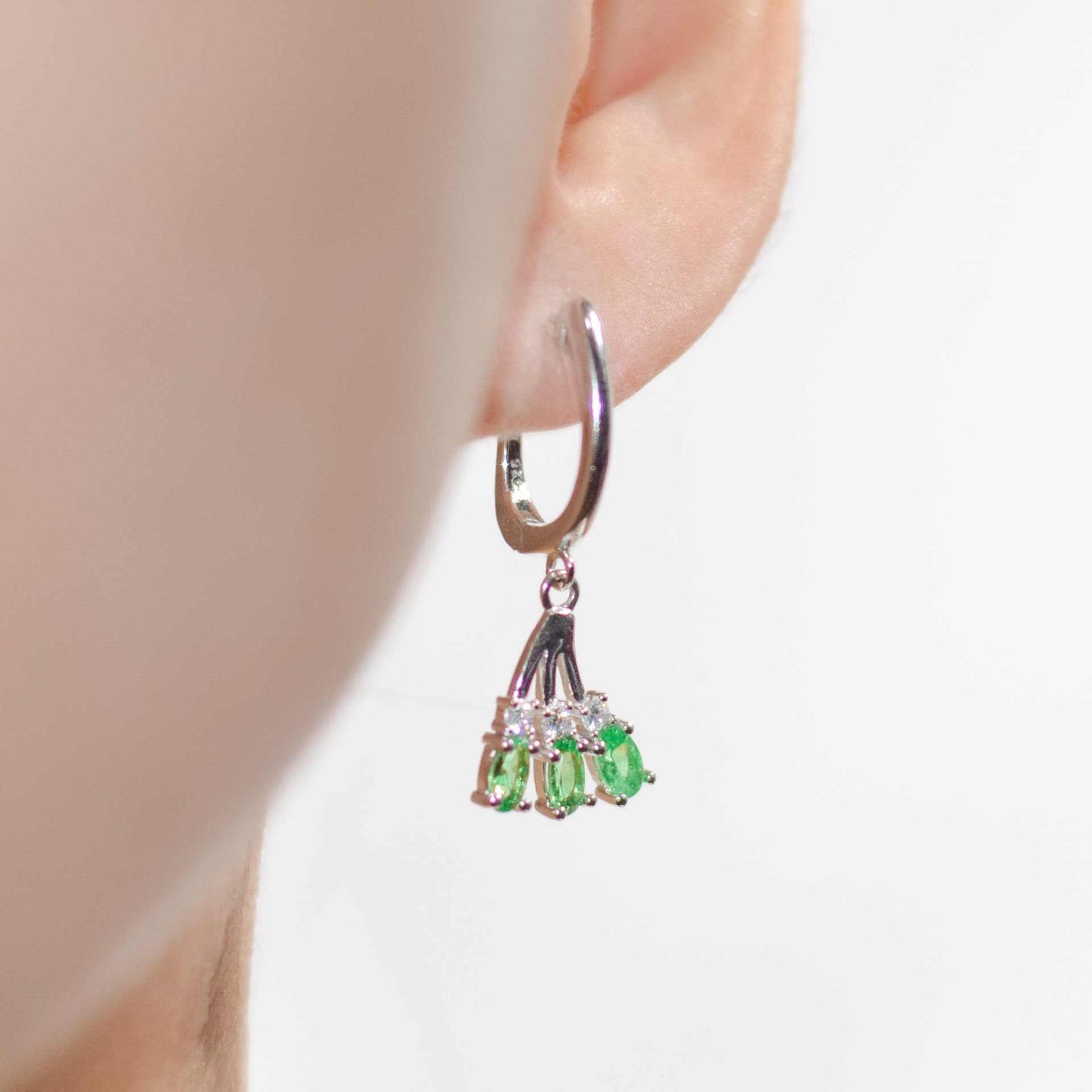 5 x 3 mm Tsavorite Garnet Cluster Dangling Earrings