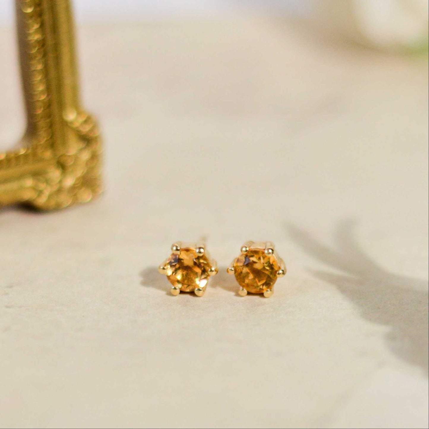 6 mm Round cut Citrine Earrings