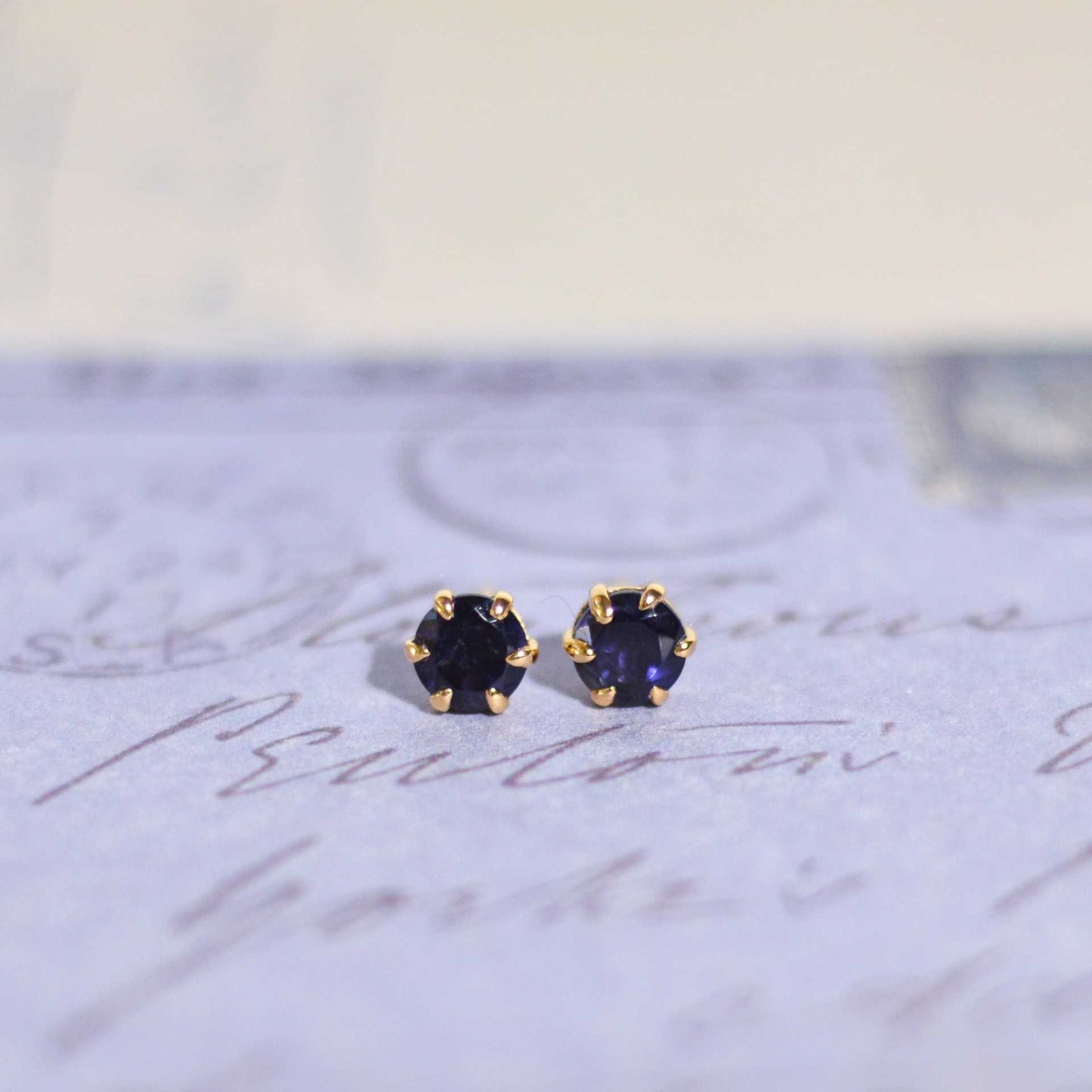 6 mm Round cut Iolite Earrings