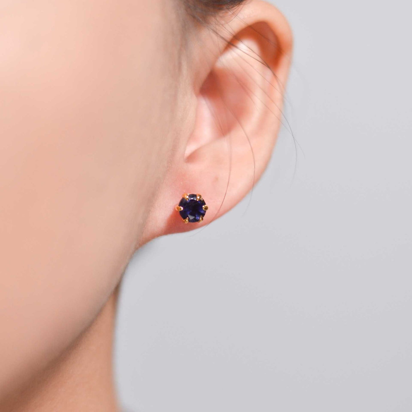 6 mm Round cut Iolite Earrings
