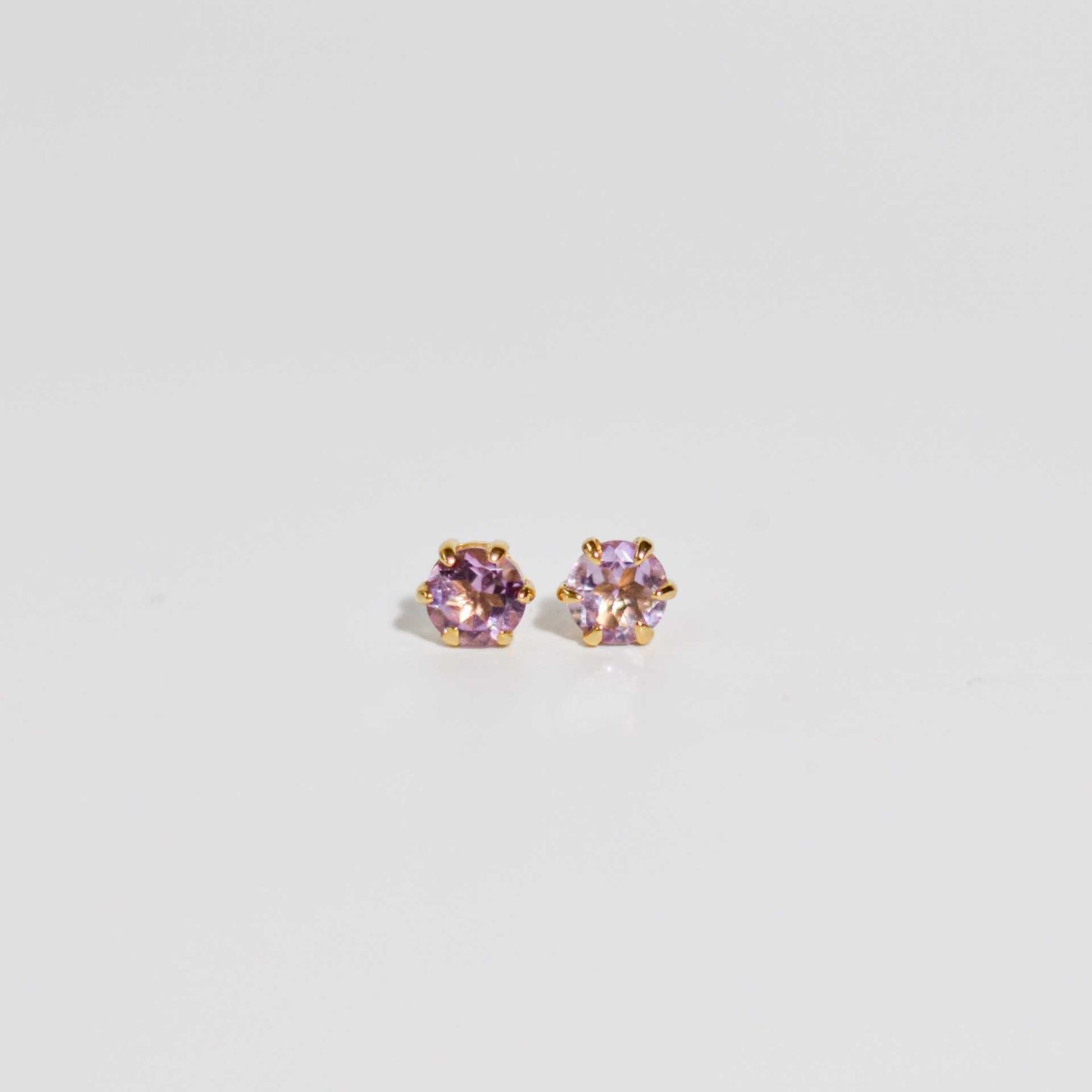 6 mm Round cut Pink Amethyst Earrings