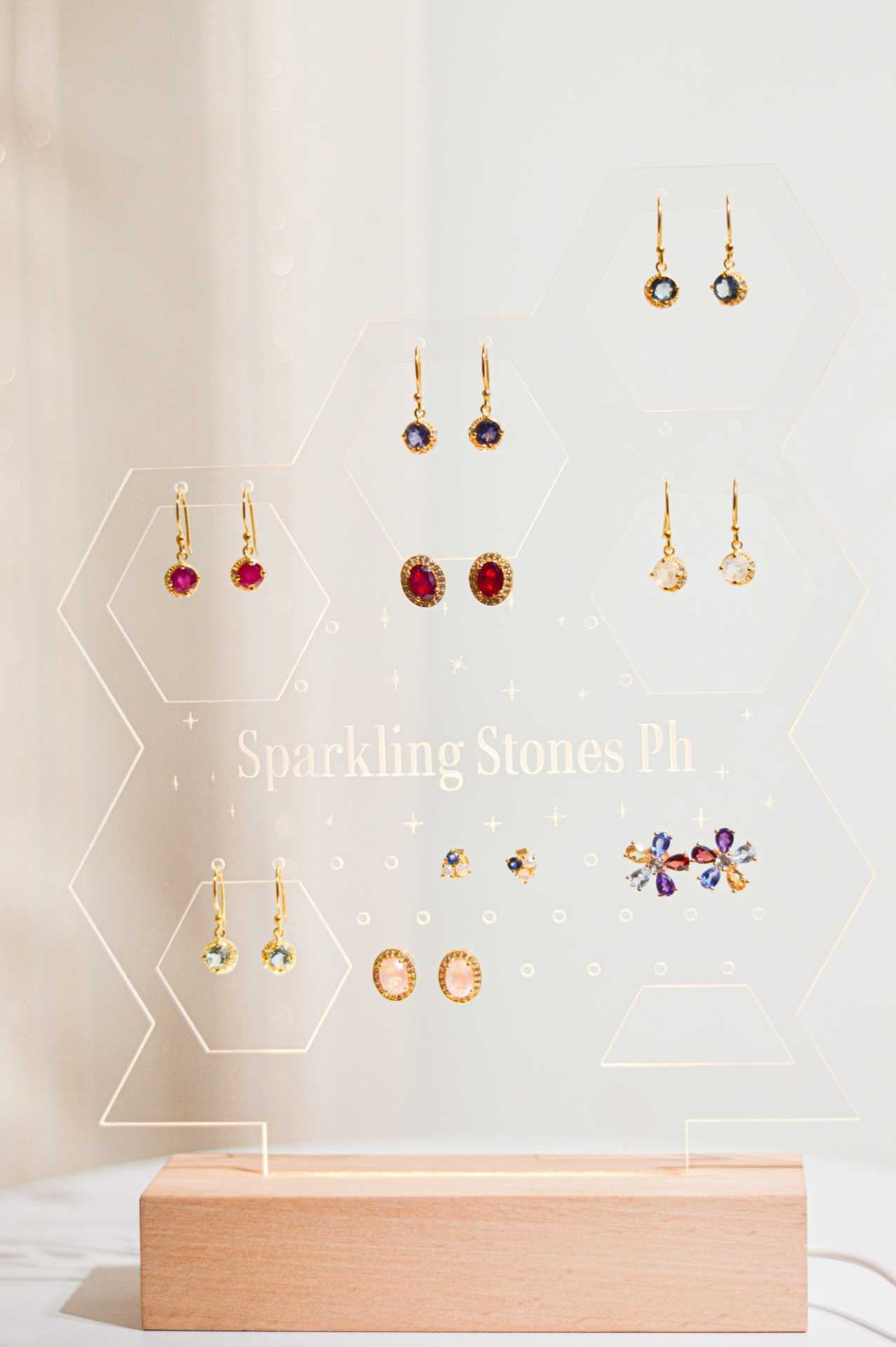 6 mm Round cut Ruby with Crescent Cz Earrings