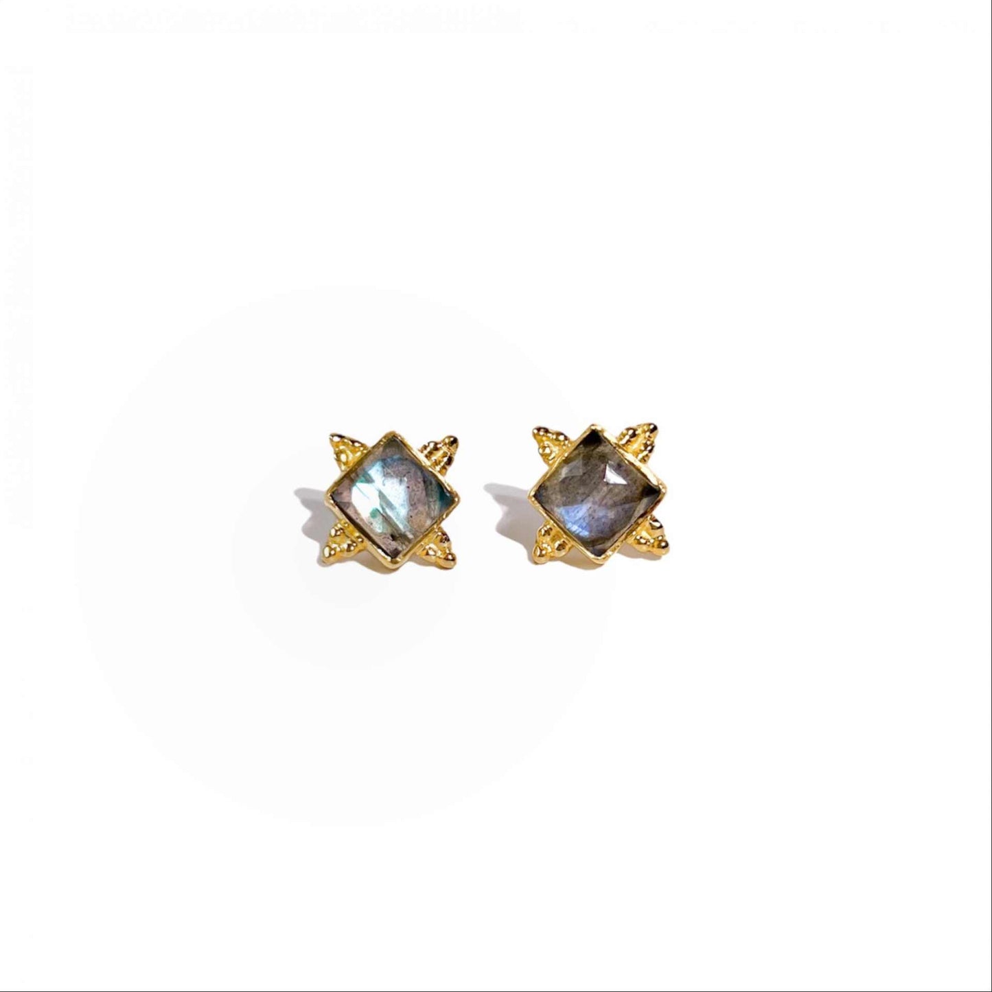 6 mm Square cut Labradorite Earrings