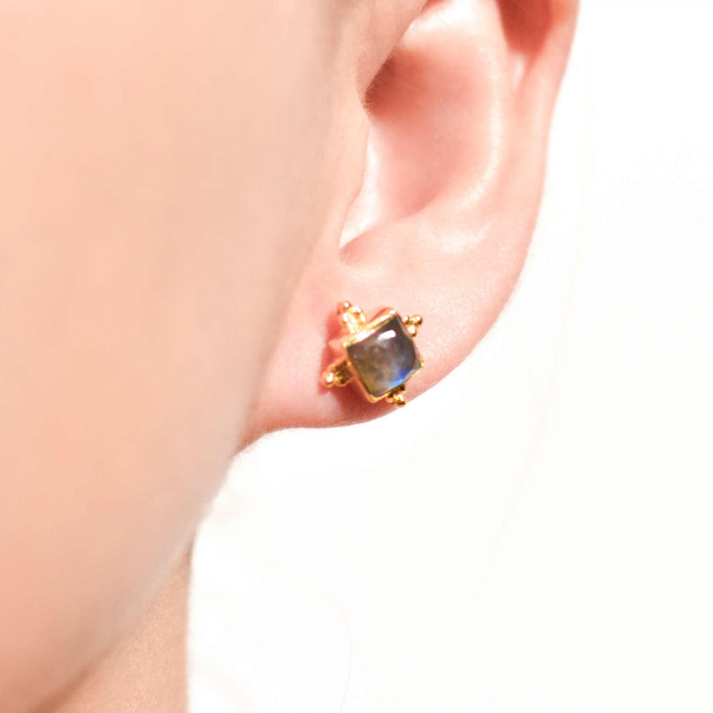 6 mm Square cut Labradorite Earrings