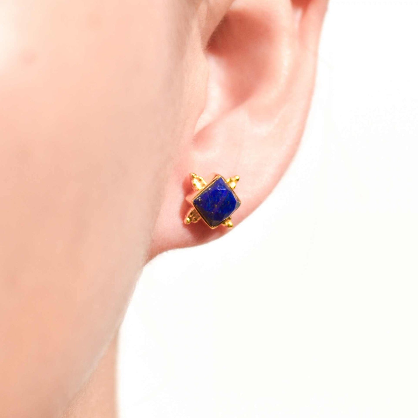 6 mm Square cut Lapis Azul Earrings