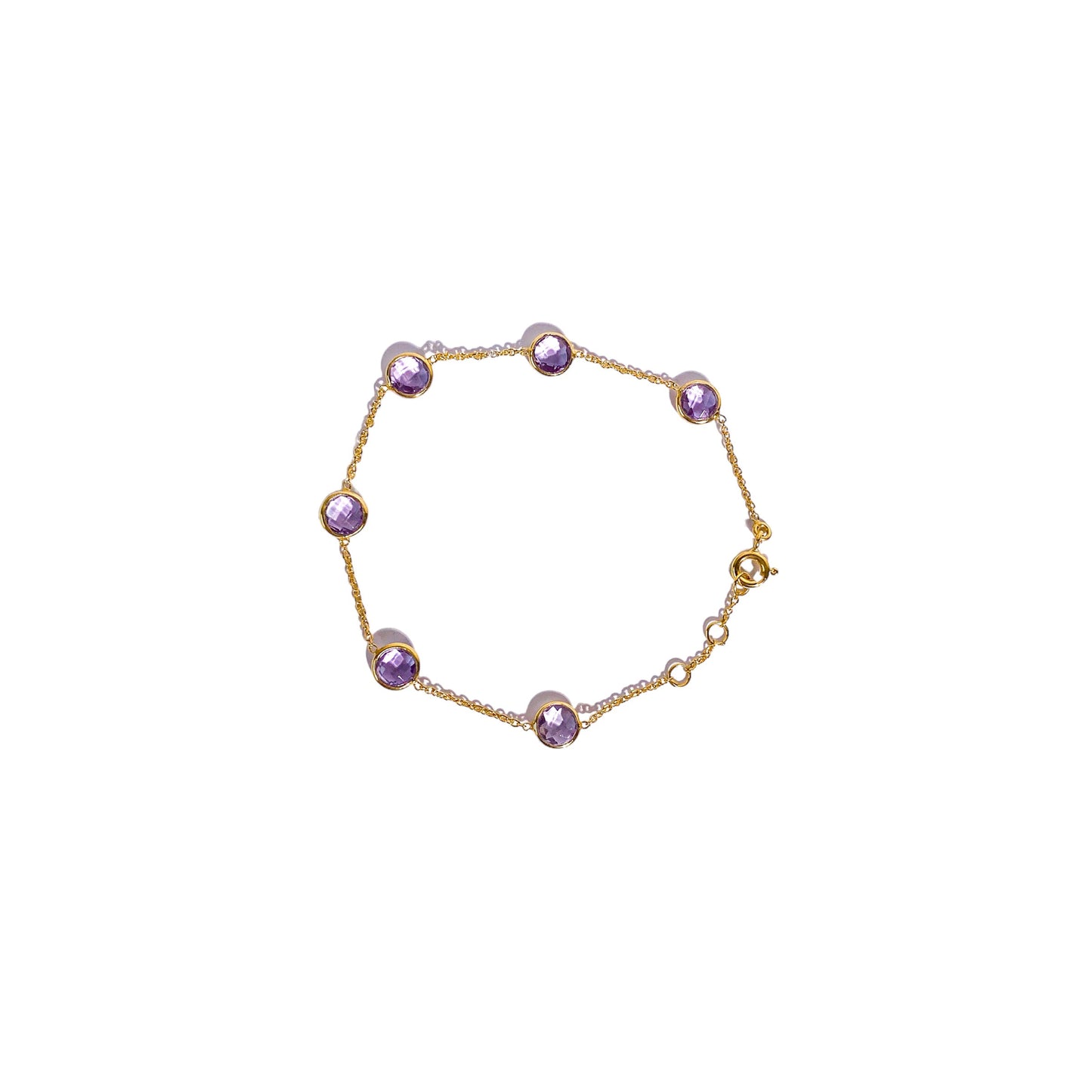 6 mm round briolette Pink Amethyst Bracelet