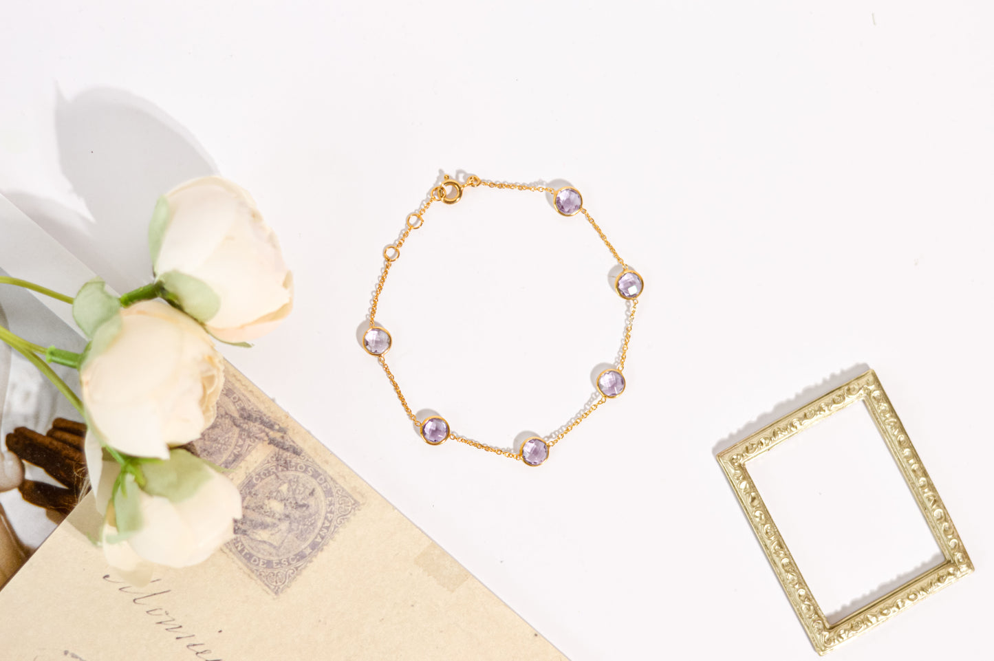 6 mm round briolette Pink Amethyst Bracelet