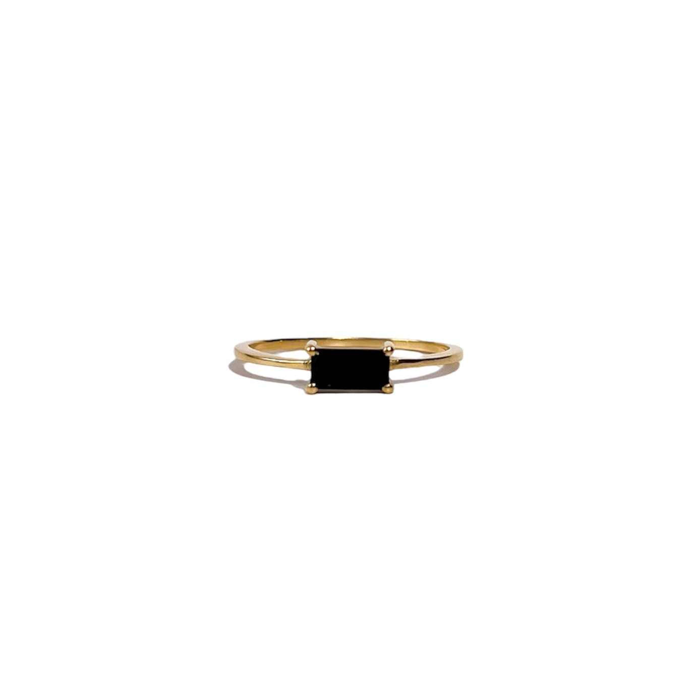 6 x 3 mm Baguette cut Black Onyx Ring