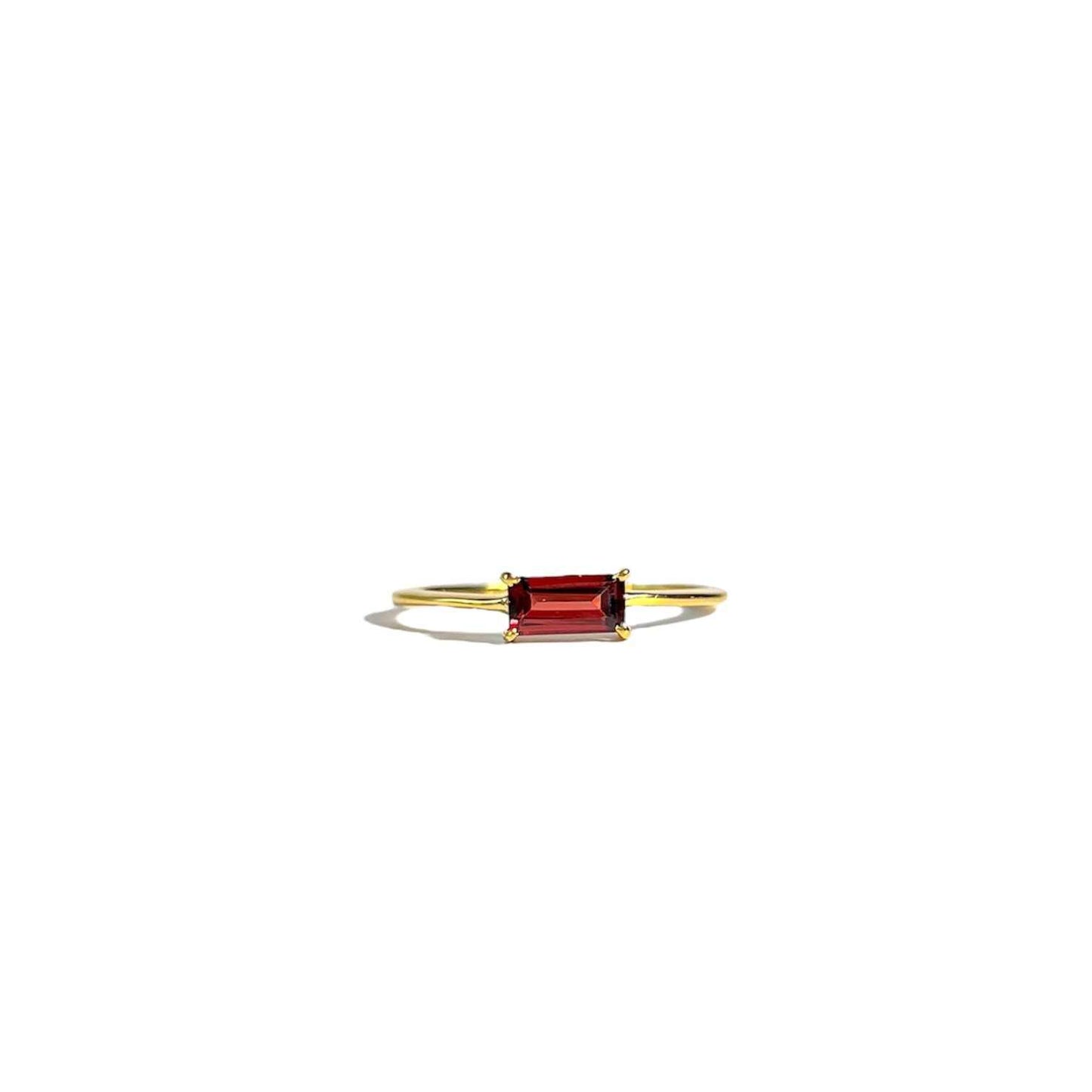 6 x 3 mm Baguette cut Red Garnet Ring