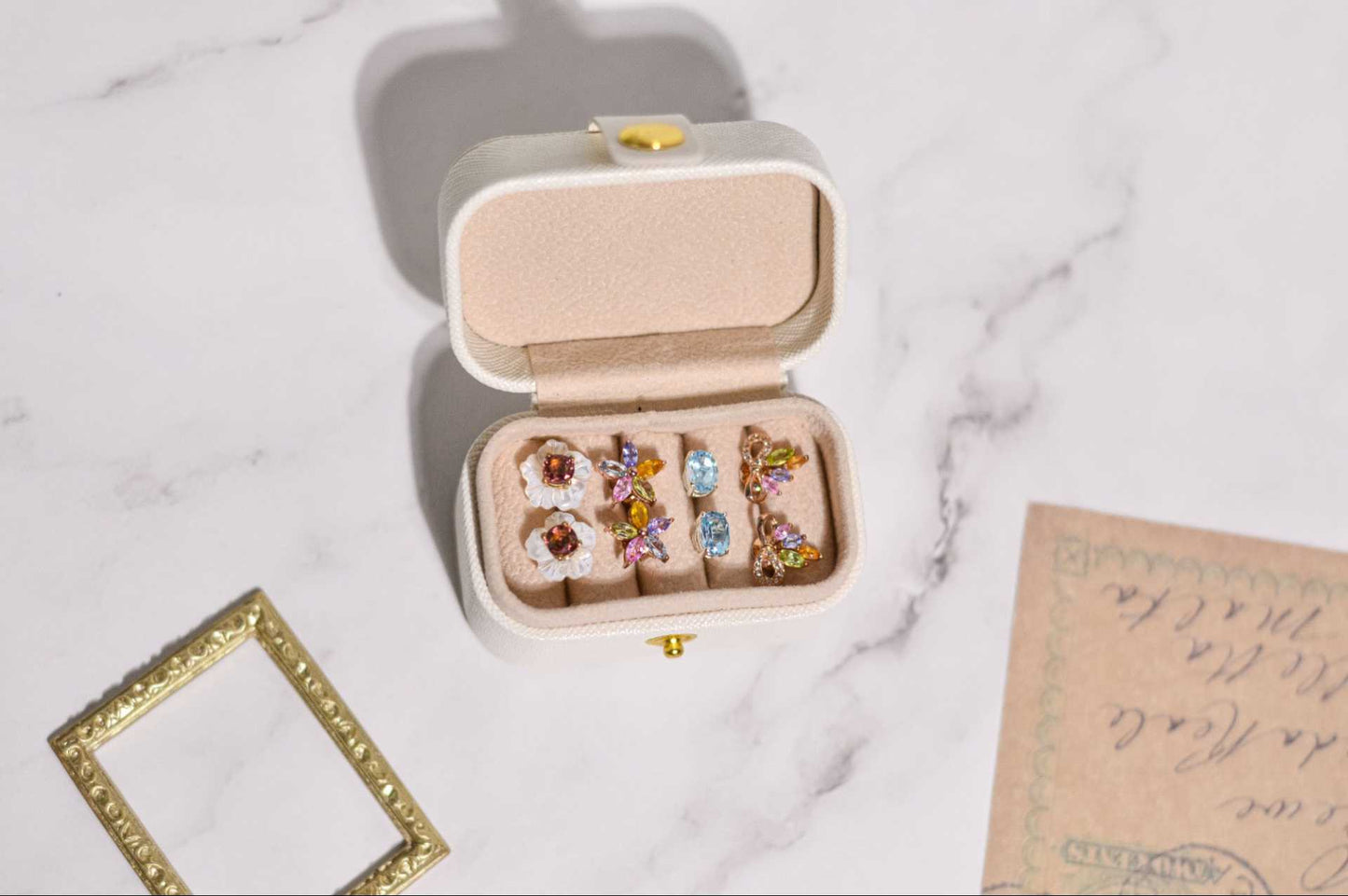 6 x 3 mm Marquise cut Flower Cluster Earrings (Yellow Thai Sapphire, Pink Tourmaline, Peridot, Tanzanite, Blue Topaz)