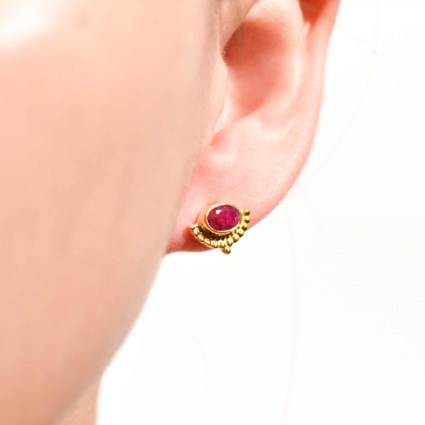 6 x 4 mm Oval cut Ruby Earrings