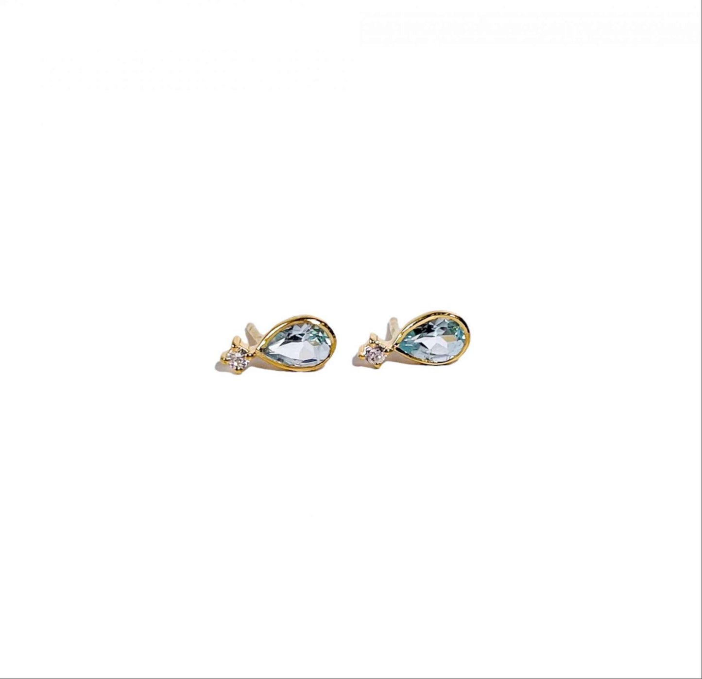 6 x 4 mm Pear cut Blue Topaz with Cz Accent Earrings