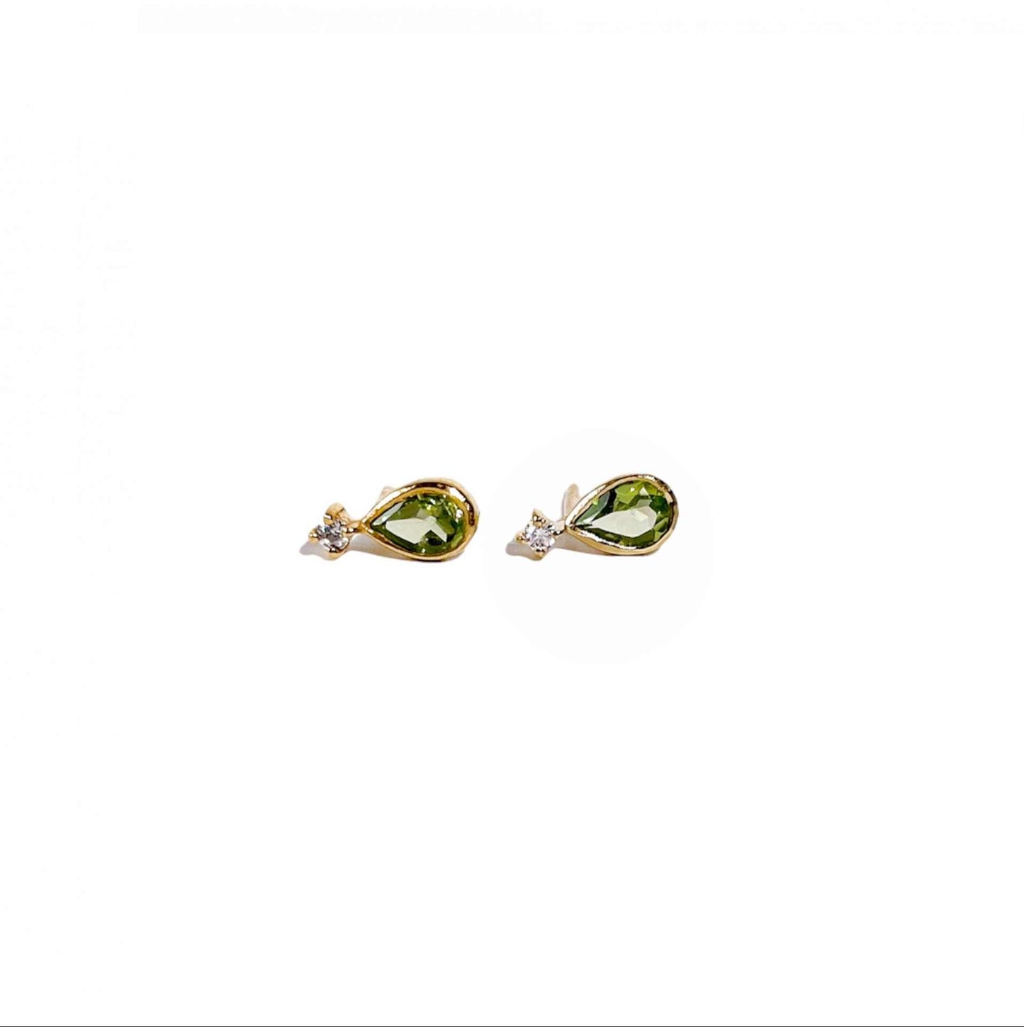 6 x 4 mm Pear cut Peridot with Cz Accent Earrings