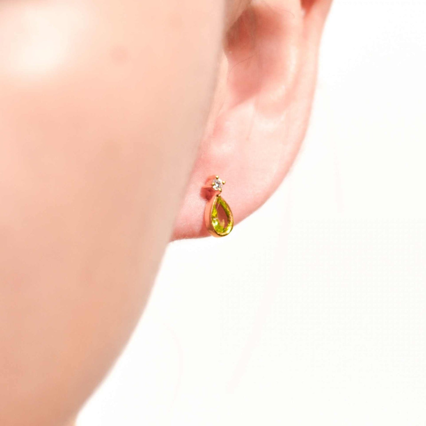 6 x 4 mm Pear cut Peridot with Cz Accent Earrings