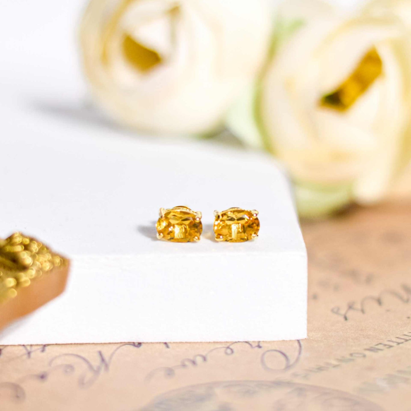 7 x 5 mm Oval cut Citrine Earrings