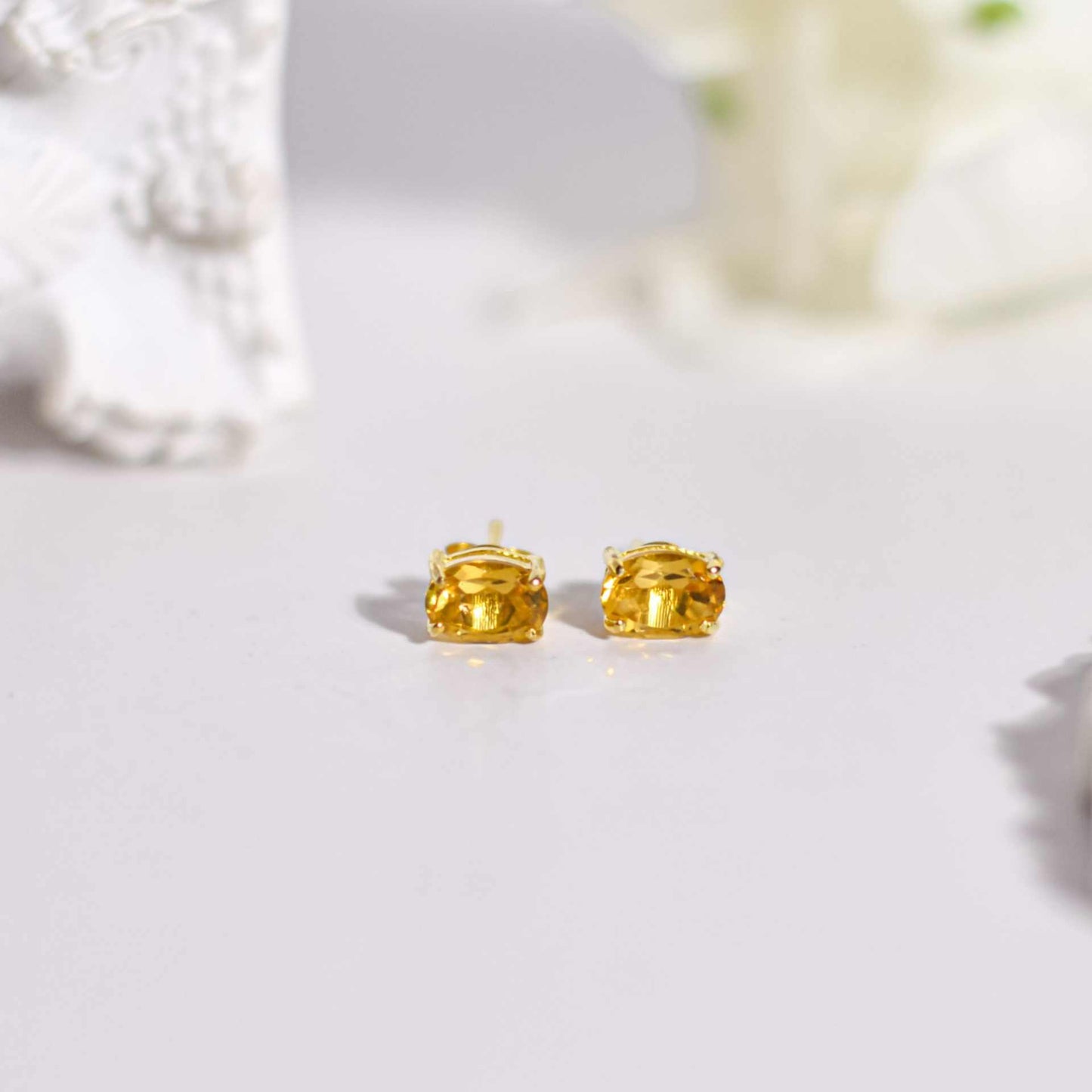 7 x 5 mm Oval cut Citrine Earrings