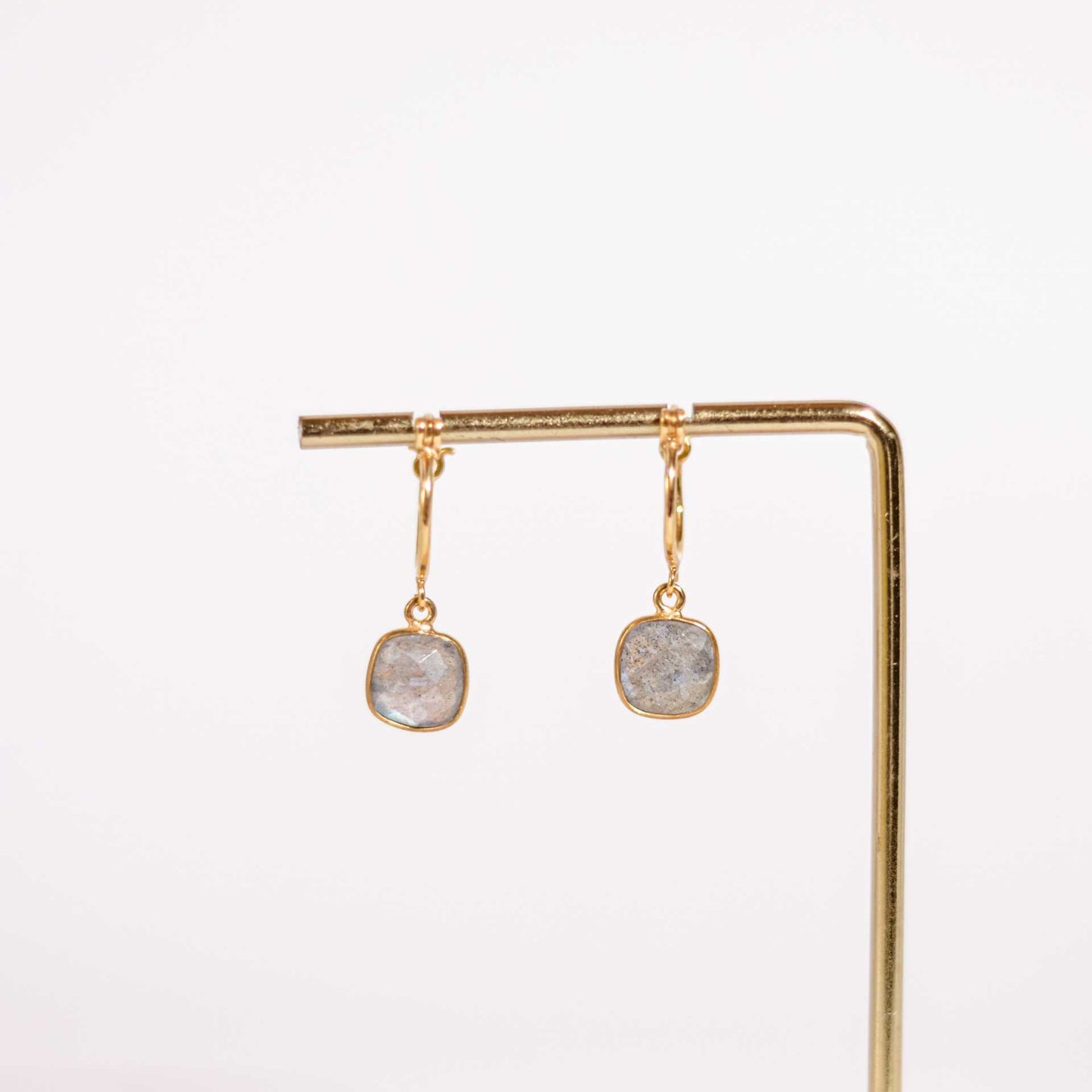 8 mm Cushion Briolette Labradorite Small Hoop Earrings